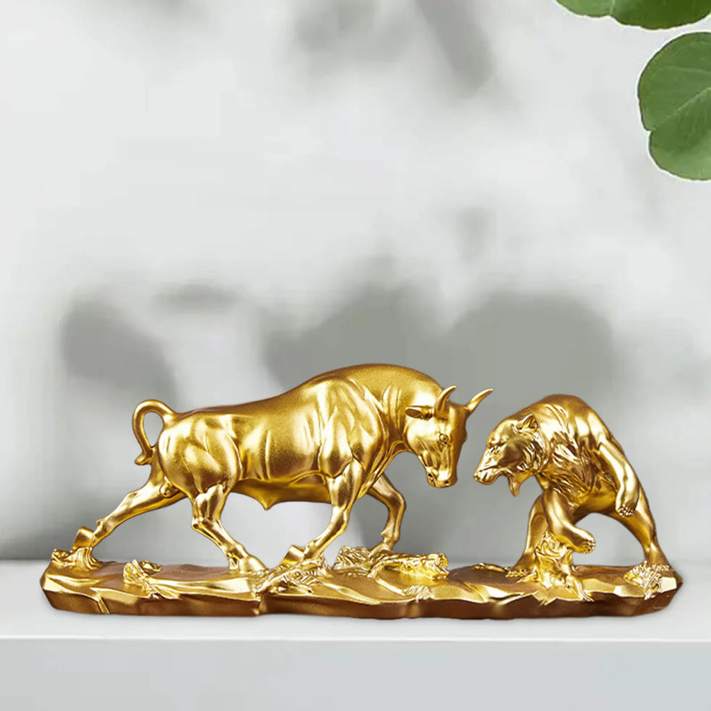 Desk Sculpture | Lifelike Resin Bull & Bear
