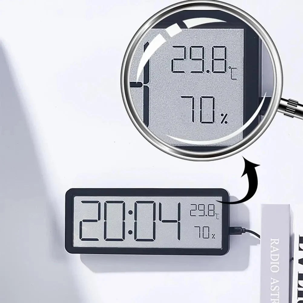 Digital Wall Clock | Large LED Time & Climate Display | Battery Powered