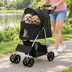 Dog Stroller | Foldable & Lightweight | Safety Belt & Storage Basket