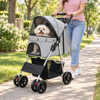 Dog Stroller | Foldable & Lightweight | Safety Belt & Storage Basket