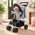 Dog Stroller | Foldable & Lightweight | Safety Belt & Storage Basket