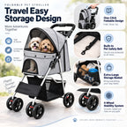 Dog Stroller | Foldable & Lightweight | Safety Belt & Storage Basket