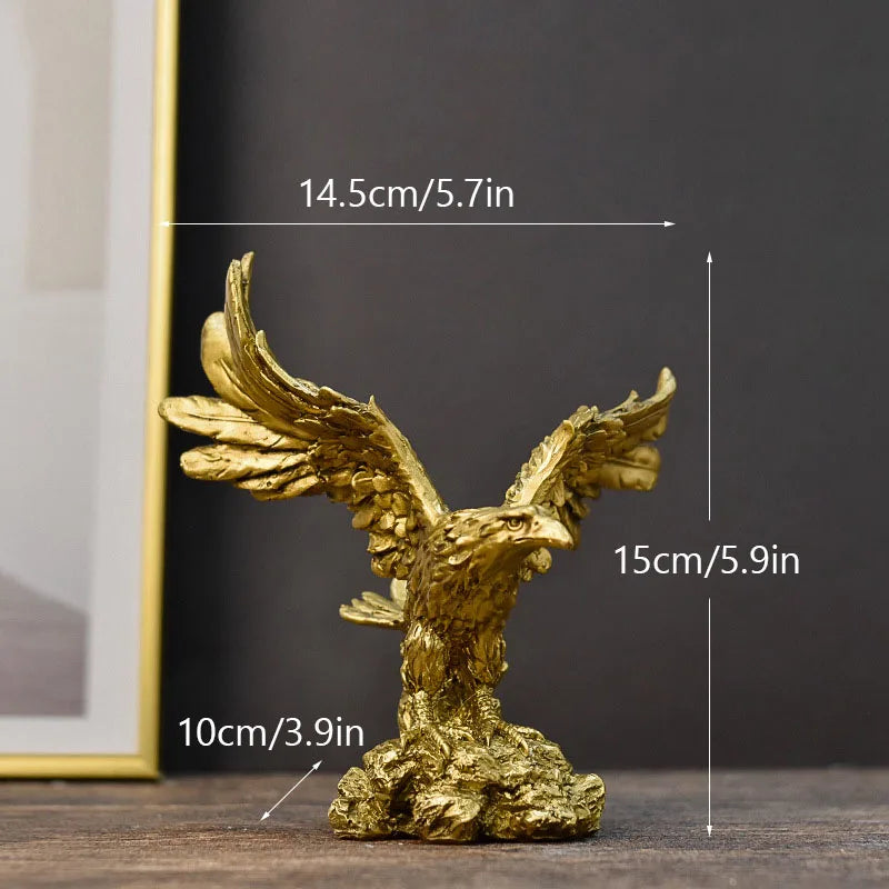 Eagle Figurine | Gold Resin | Feng Shui Decor