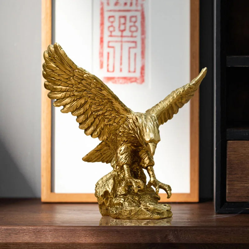 Eagle Figurine | Gold Resin | Feng Shui Decor