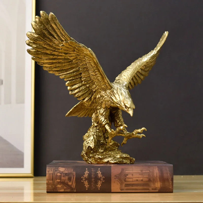 Eagle Figurine | Gold Resin | Feng Shui Decor