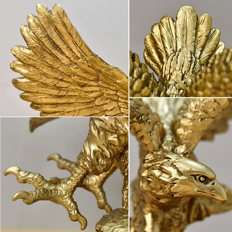 Eagle Figurine | Gold Resin | Feng Shui Decor