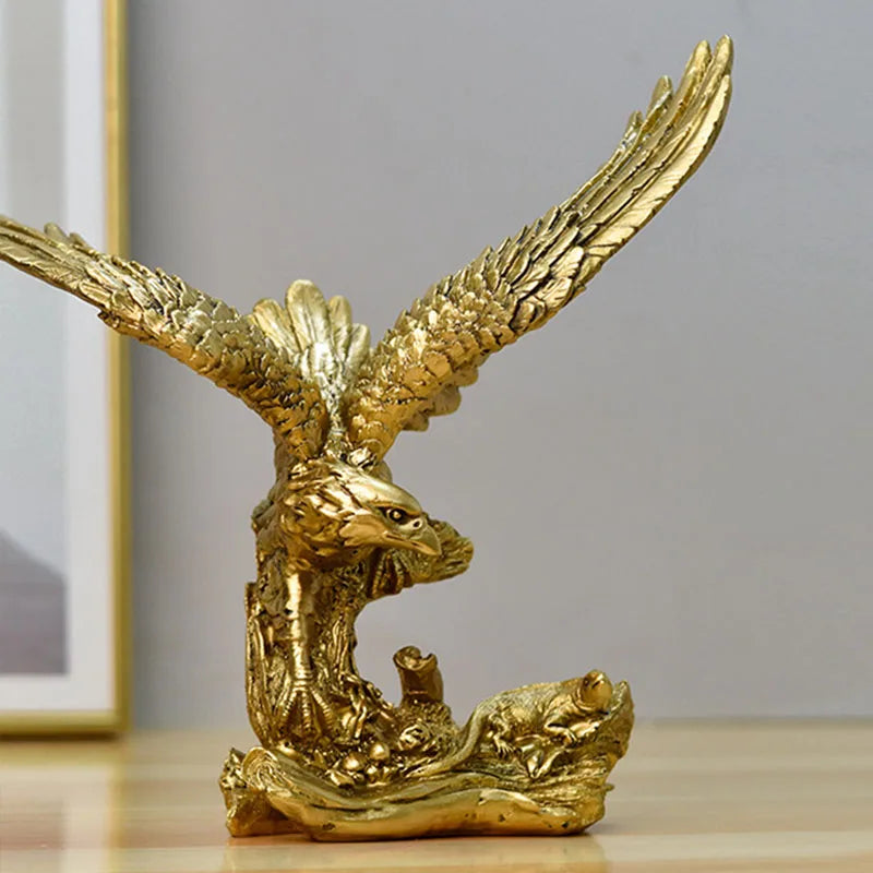 Eagle Figurine | Gold Resin | Feng Shui Decor