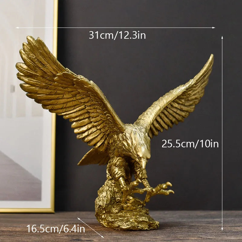 Eagle Figurine | Gold Resin | Feng Shui Decor