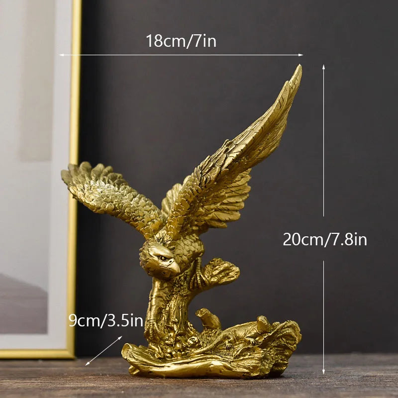 Eagle Figurine | Gold Resin | Feng Shui Decor