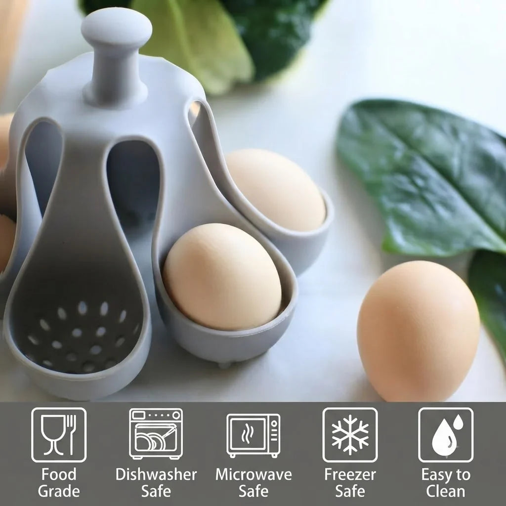Egg Cooker | Silicone & Heat-Resistant Handle | Holds Up to 6 Eggs