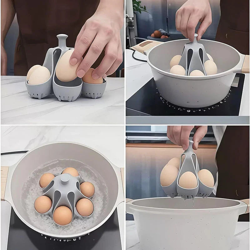 Egg Cooker | Silicone & Heat-Resistant Handle | Holds Up to 6 Eggs