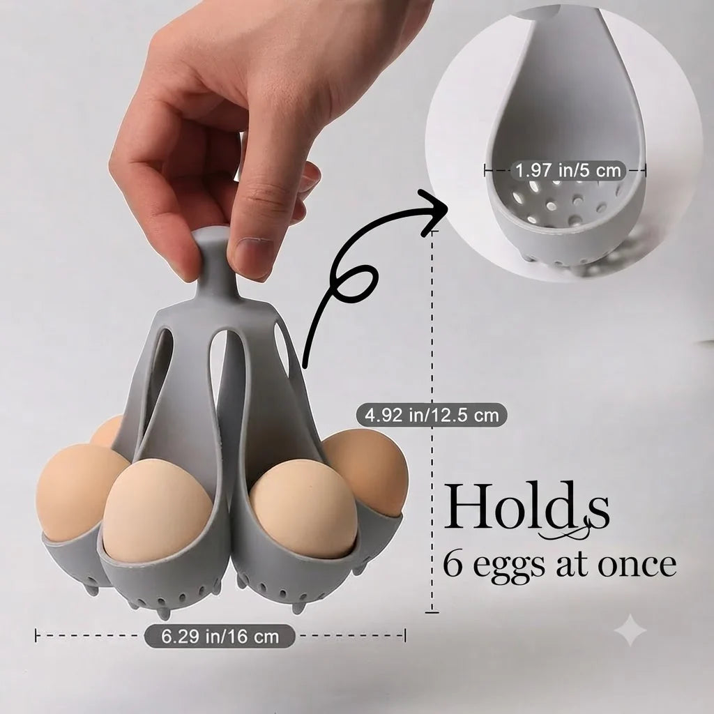 Egg Cooker | Silicone & Heat-Resistant Handle | Holds Up to 6 Eggs