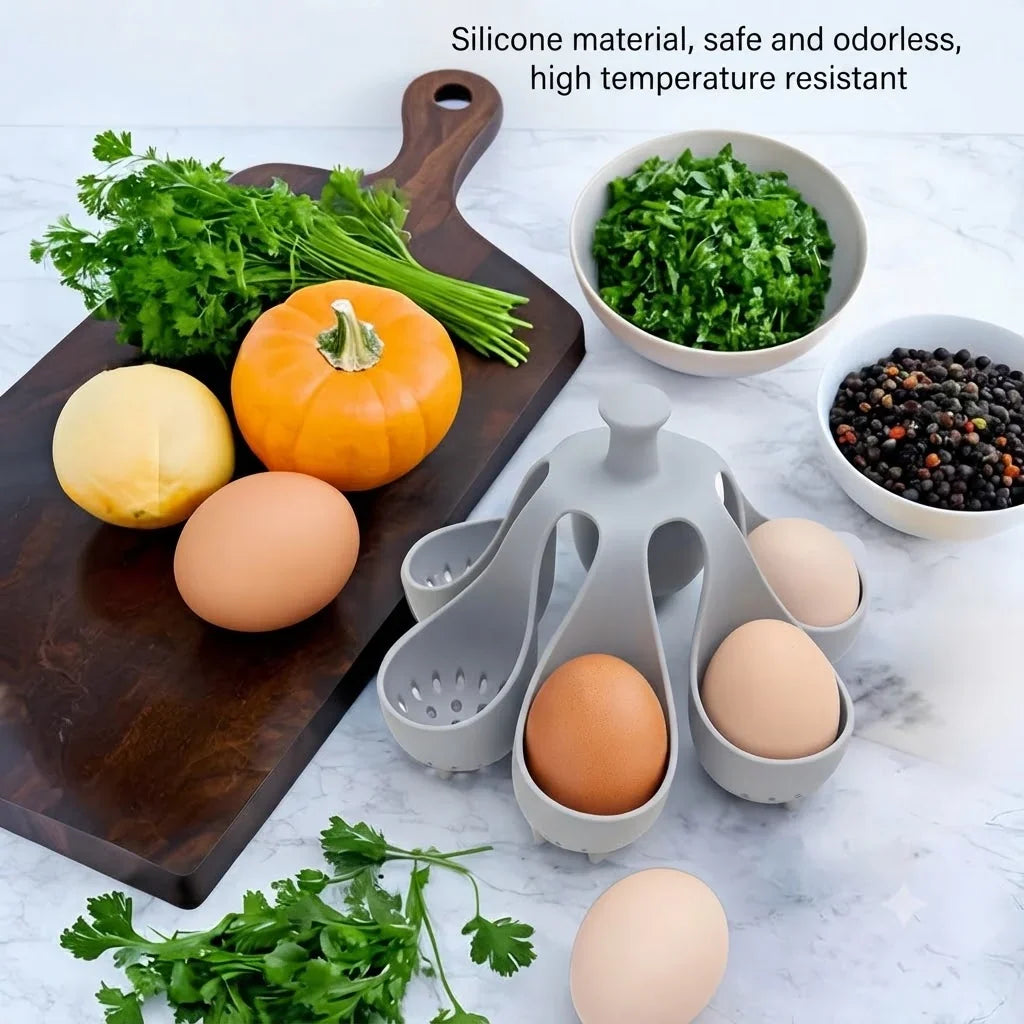 Egg Cooker | Silicone & Heat-Resistant Handle | Holds Up to 6 Eggs