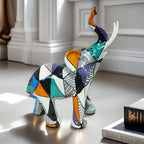 Elephant Figurine | Colorful Hand-Painted Geometric Design & Resin