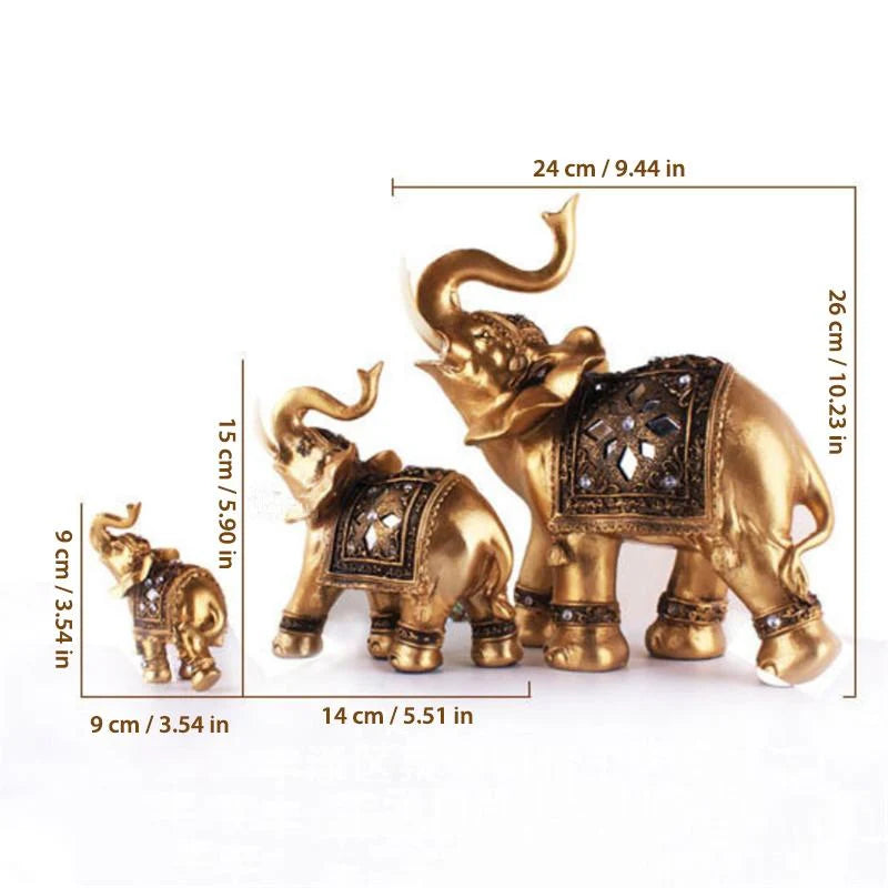 Elephant Figurine | Gold Resin & Textured Surface | 3 Sizes