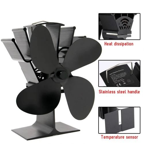 Fireplace Fan | Heat-Powered & Quiet | 4-Blade Design