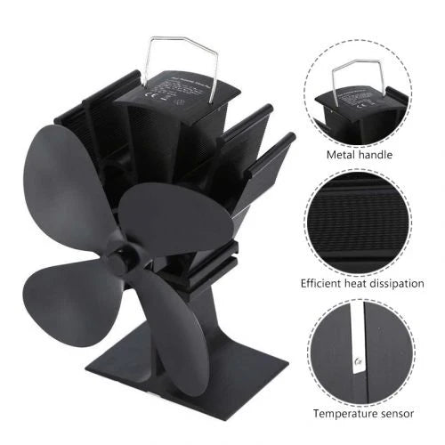 Fireplace Fan | Heat-Powered & Quiet | 4-Blade Design