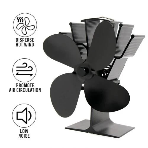 Fireplace Fan | Heat-Powered & Quiet | 4-Blade Design