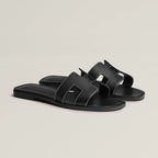 Flat Sandals | Genuine Leather, Cut-Out Design & Cushioned Footbed
