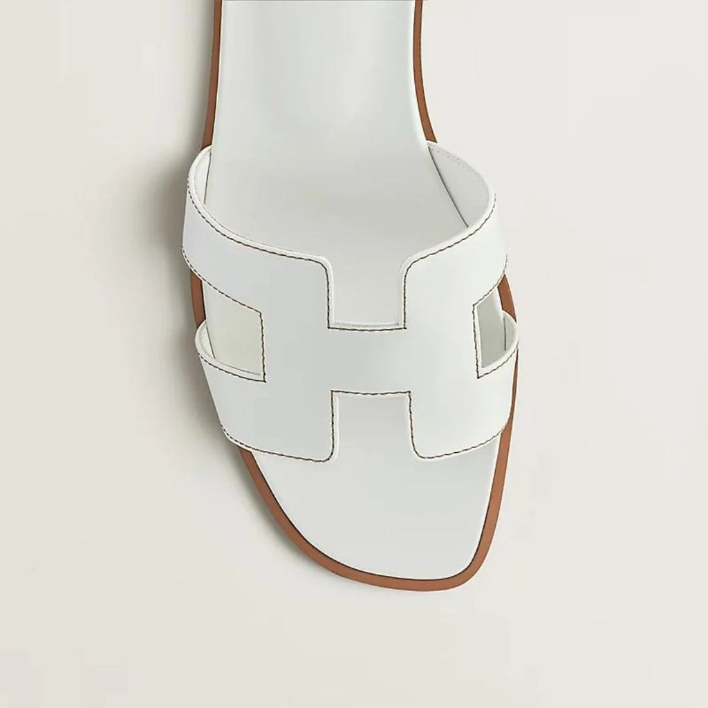 Flat Sandals | Genuine Leather, Cut-Out Design & Cushioned Footbed
