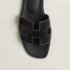 Flat Sandals | Genuine Leather, Cut-Out Design & Cushioned Footbed