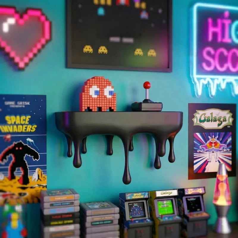 Floating Shelf | Matte Black Melting Drip Design & Concealed Mounting