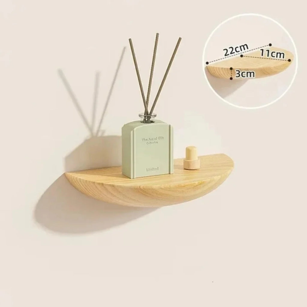 Floating Wall Shelf | Half-Round Natural Wood