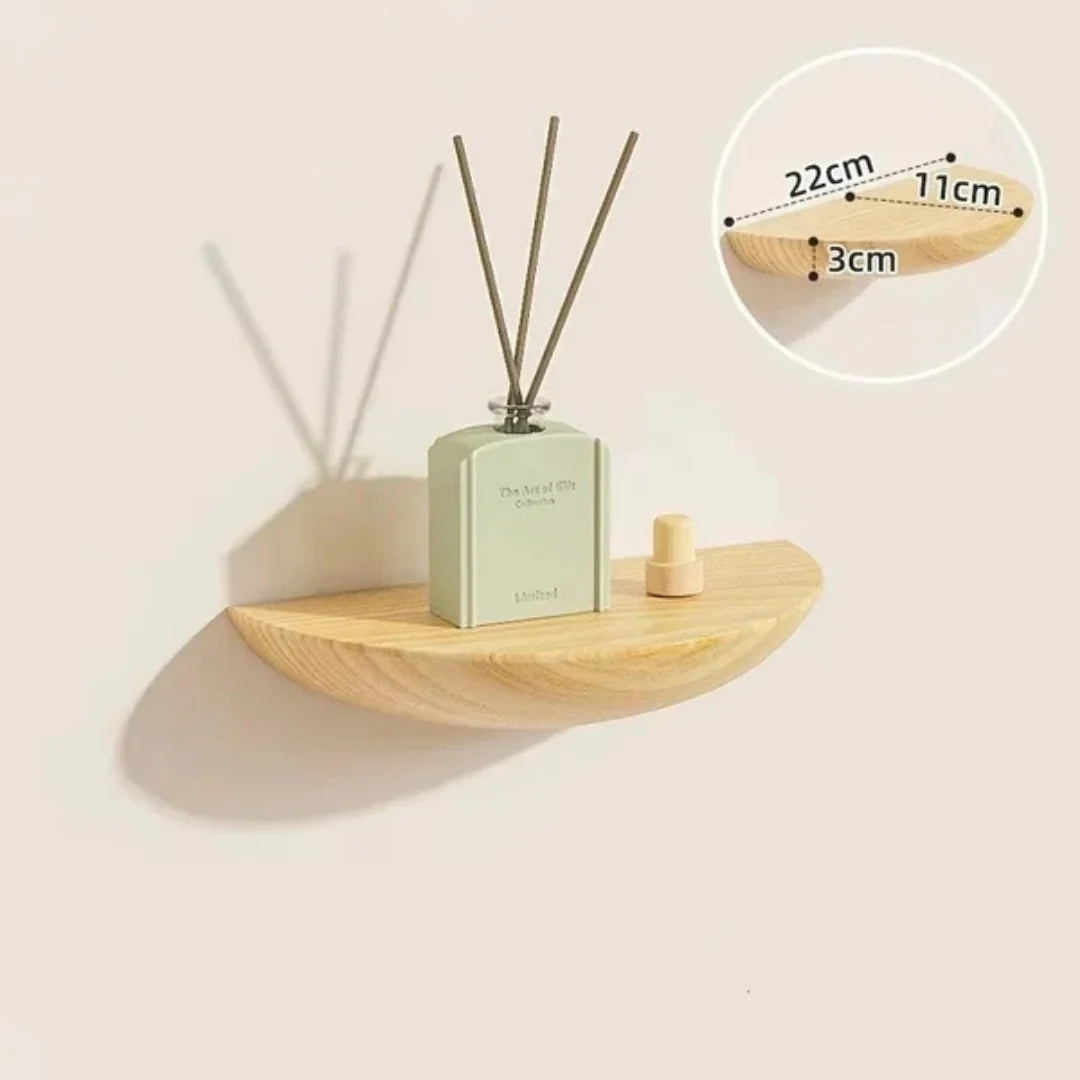 Floating Wall Shelf | Half-Round Natural Wood