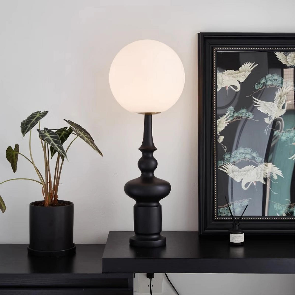 Floor Lamp | Bauhaus-Inspired Matte-Black Base & Glass Globe