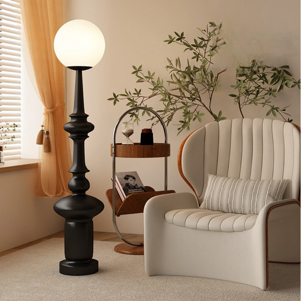 Floor Lamp | Bauhaus Sculptural Design & Glass Globe | 136 cm