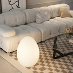 Floor Lamp | Egg-Shaped Sculptural LED & Molded Shell | Weighted Base