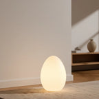 Floor Lamp | Egg-Shaped Sculptural LED & Molded Shell | Weighted Base