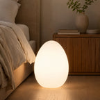 Floor Lamp | Egg-Shaped Sculptural LED & Molded Shell | Weighted Base