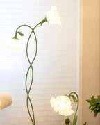 Floor Lamp | Floral Sculptural Design & Green Matte Metal
