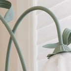 Floor Lamp | Floral Sculptural Design & Green Matte Metal