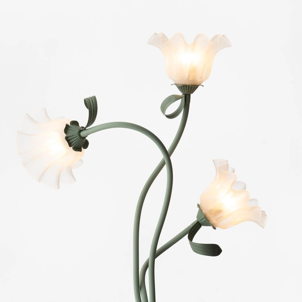 Floor Lamp | Floral Sculptural Design & Green Matte Metal