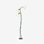 Floor Lamp | Floral Sculptural Design & Green Matte Metal