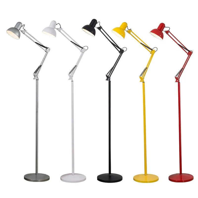 Floor Lamp | Folding Adjustable Metal Frame & Iron Shade | 5 Colours