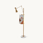 Floor Lamp | Gold Frame & White Marble Base | Art Display Lighting