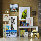 Floor Lamp | Gold Frame & White Marble Base | Art Display Lighting