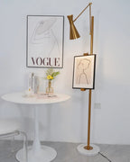 Floor Lamp | Gold Frame & White Marble Base | Art Display Lighting