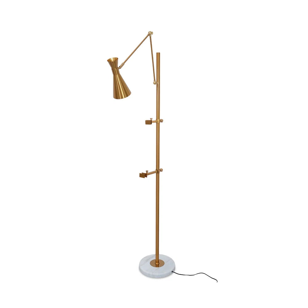 Floor Lamp | Gold Frame & White Marble Base | Art Display Lighting