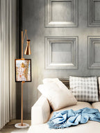 Floor Lamp | Gold Frame & White Marble Base | Art Display Lighting