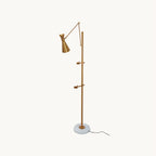 Floor Lamp | Gold Frame & White Marble Base | Art Display Lighting