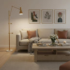 Floor Lamp | Gold Frame & White Marble Base | Art Display Lighting