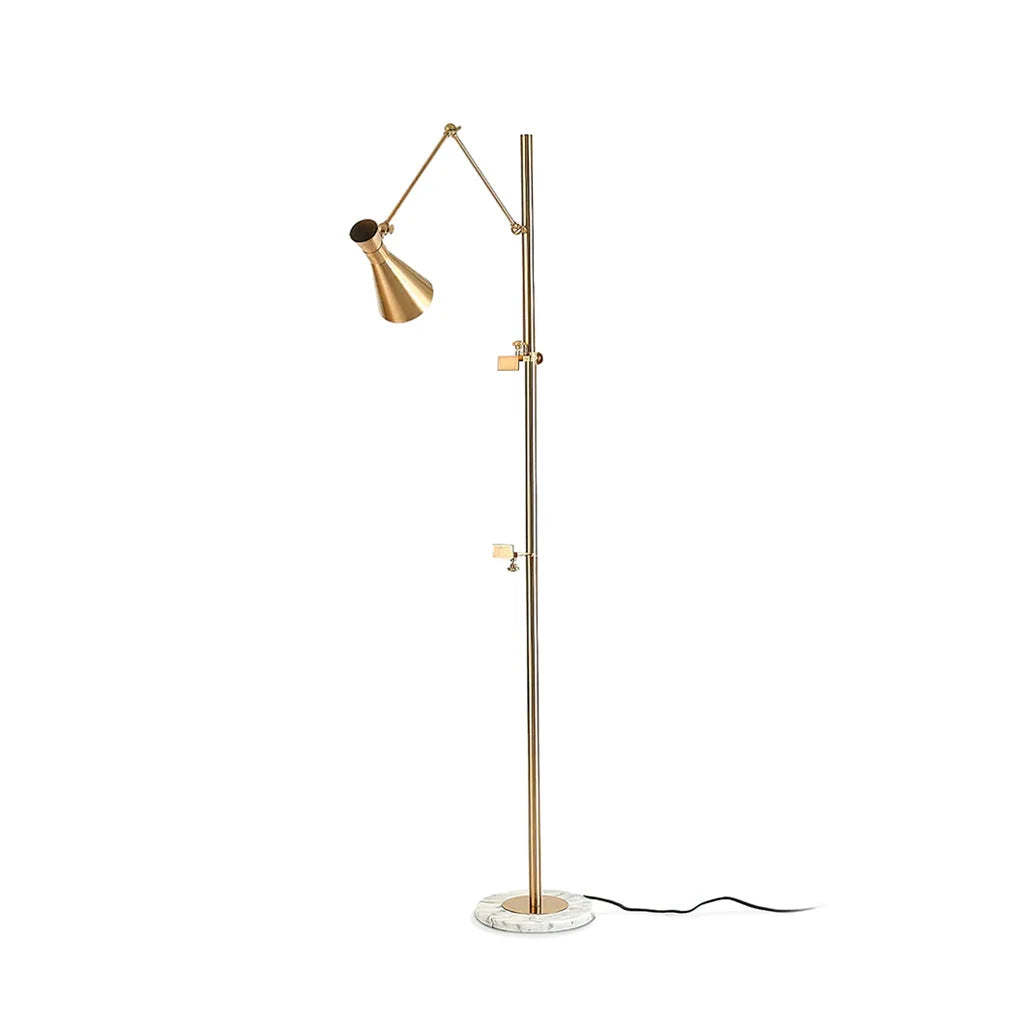 Floor Lamp | Gold Frame & White Marble Base | Art Display Lighting