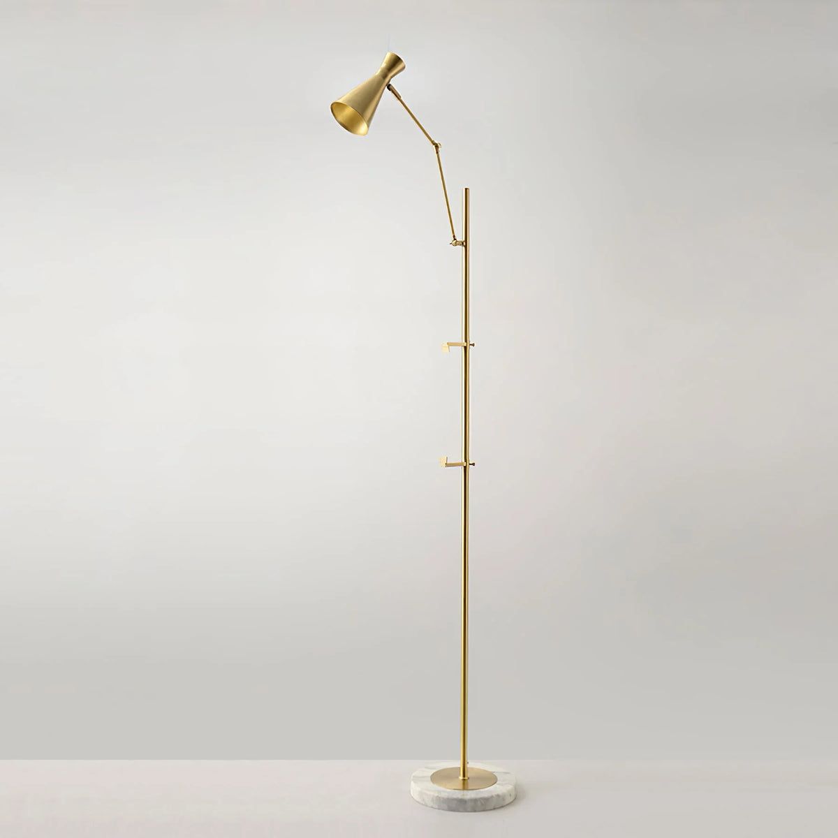 Floor Lamp | Gold Frame & White Marble Base | Art Display Lighting