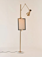 Floor Lamp | Gold Frame & White Marble Base | Art Display Lighting