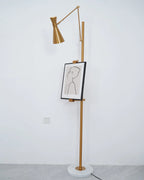 Floor Lamp | Gold Frame & White Marble Base | Art Display Lighting