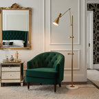 Floor Lamp | Gold Frame & White Marble Base | Art Display Lighting